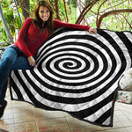 Black And White Swirl Illusion Print Quilt