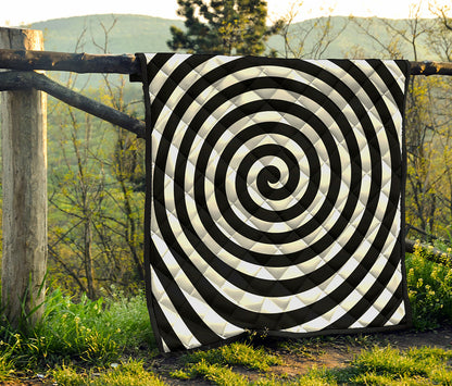 Black And White Swirl Illusion Print Quilt