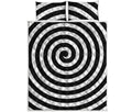 Black And White Swirl Illusion Print Quilt Bed Set