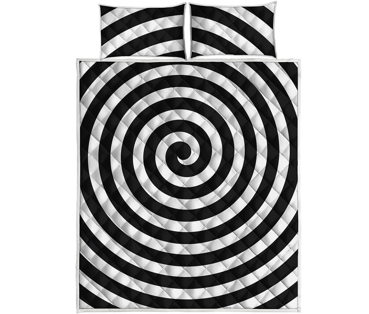 Black And White Swirl Illusion Print Quilt Bed Set