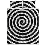 Black And White Swirl Illusion Print Quilt Bed Set