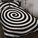 Black And White Swirl Illusion Print Quilt Bed Set