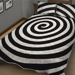 Black And White Swirl Illusion Print Quilt Bed Set