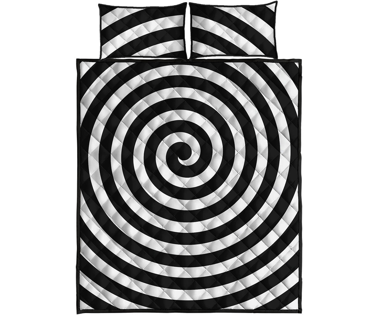 Black And White Swirl Illusion Print Quilt Bed Set