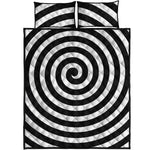 Black And White Swirl Illusion Print Quilt Bed Set