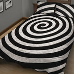 Black And White Swirl Illusion Print Quilt Bed Set