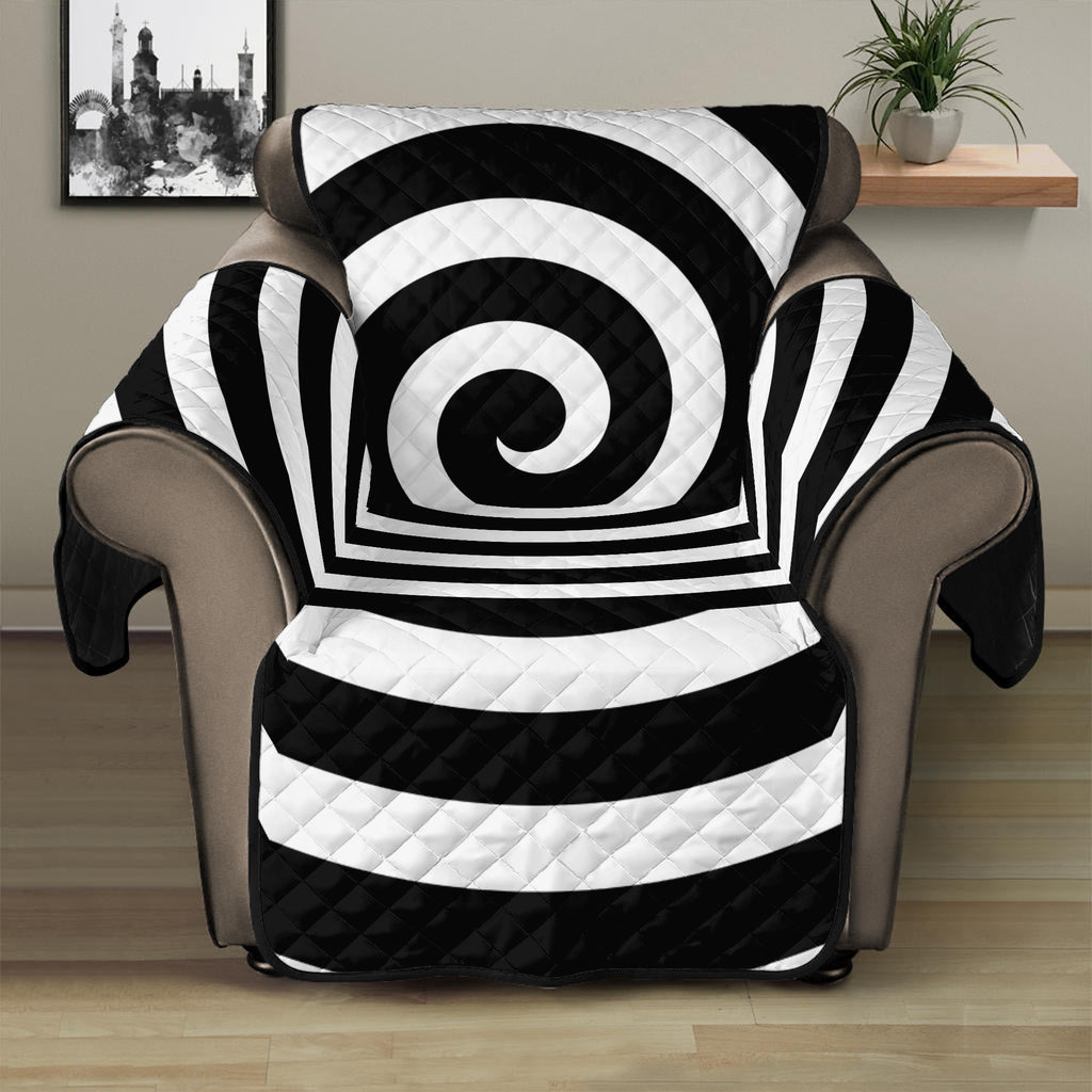 Black And White Swirl Illusion Print Recliner Protector