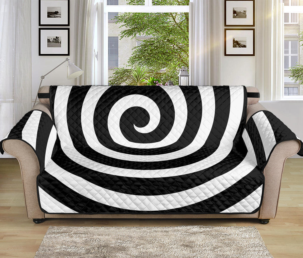 Black And White Swirl Illusion Print Sofa Protector