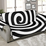 Black And White Swirl Illusion Print Sofa Protector