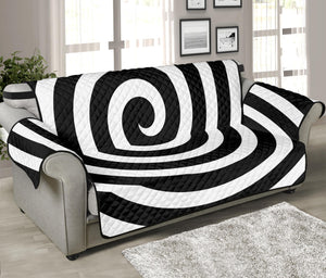 Black And White Swirl Illusion Print Sofa Protector