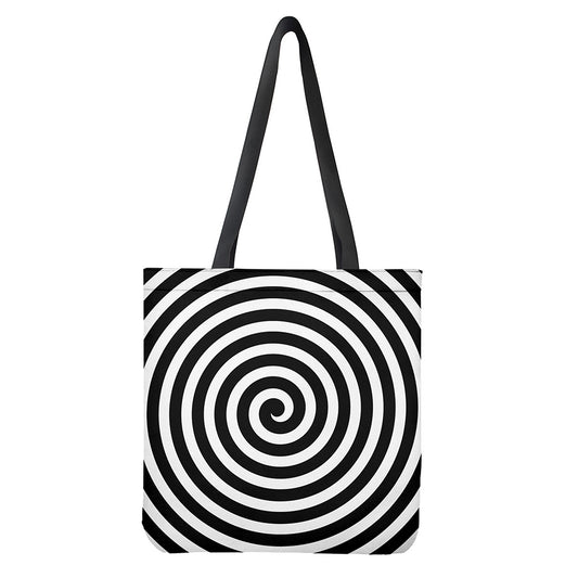 Black And White Swirl Illusion Print Tote Bag