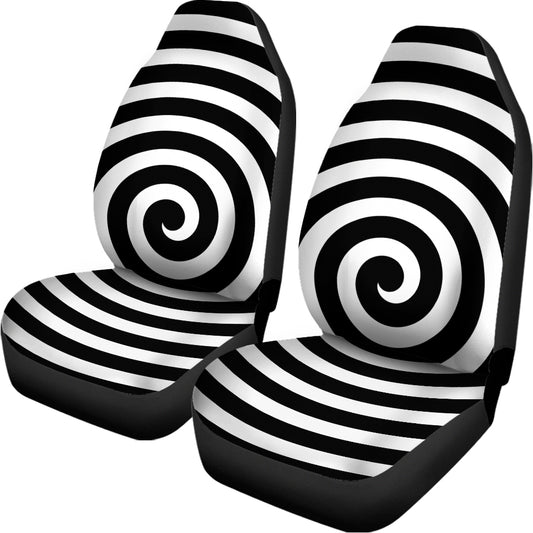 Black And White Swirl Illusion Print Universal Fit Car Seat Covers