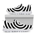Black And White Swirl Illusion Print White Running Shoes