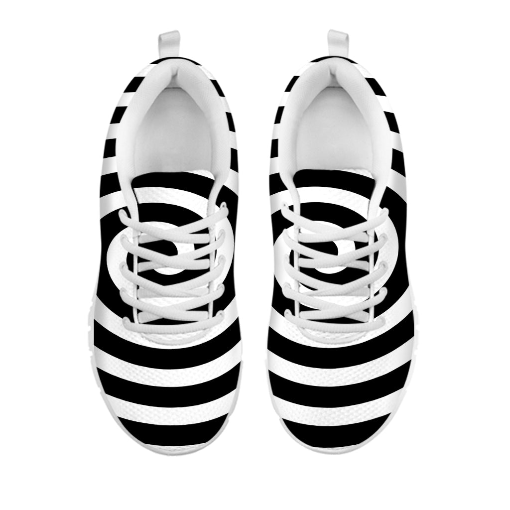 Black And White Swirl Illusion Print White Sneakers