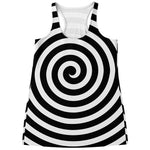 Black And White Swirl Illusion Print Women's Racerback Tank Top