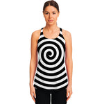 Black And White Swirl Illusion Print Women's Racerback Tank Top