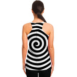 Black And White Swirl Illusion Print Women's Racerback Tank Top