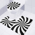 Black And White Swirl Print 3 Piece Bath Mat Set