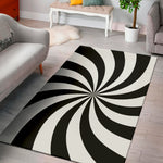 Black And White Swirl Print Area Rug