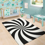 Black And White Swirl Print Area Rug