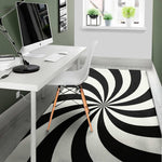 Black And White Swirl Print Area Rug