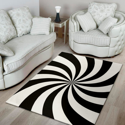 Black And White Swirl Print Area Rug