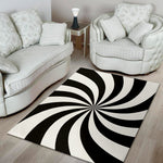 Black And White Swirl Print Area Rug
