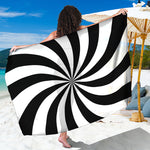 Black And White Swirl Print Beach Sarong Wrap