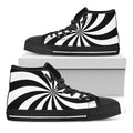 Black And White Swirl Print Black High Top Sneakers
