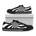 Black And White Swirl Print Black Low Top Sneakers