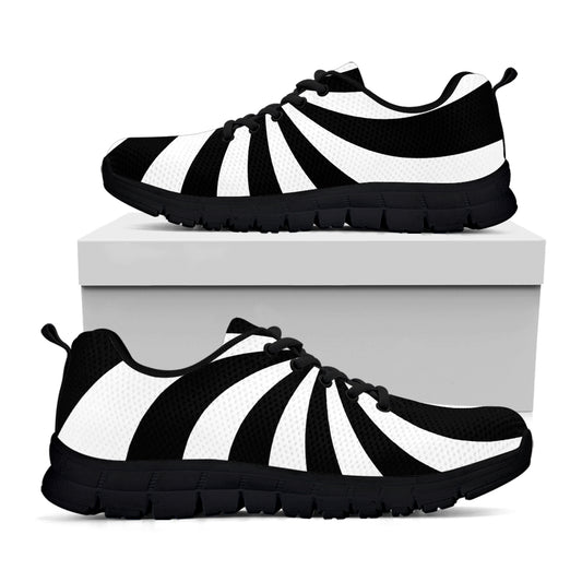 Black And White Swirl Print Black Sneakers
