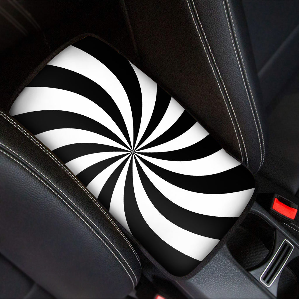Black And White Swirl Print Car Center Console Cover
