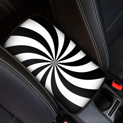 Black And White Swirl Print Car Center Console Cover