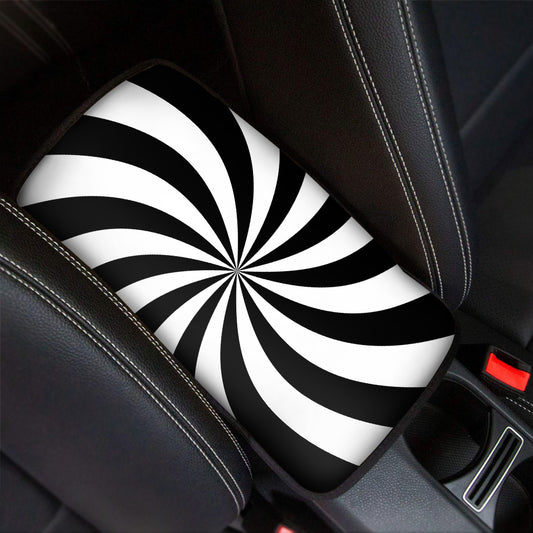 Black And White Swirl Print Car Center Console Cover
