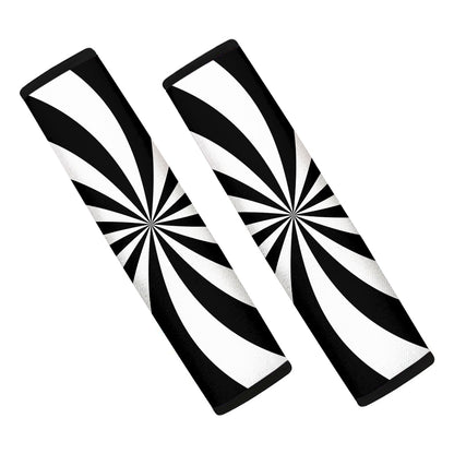 Black And White Swirl Print Car Seat Belt Covers