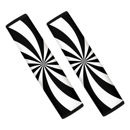 Black And White Swirl Print Car Seat Belt Covers