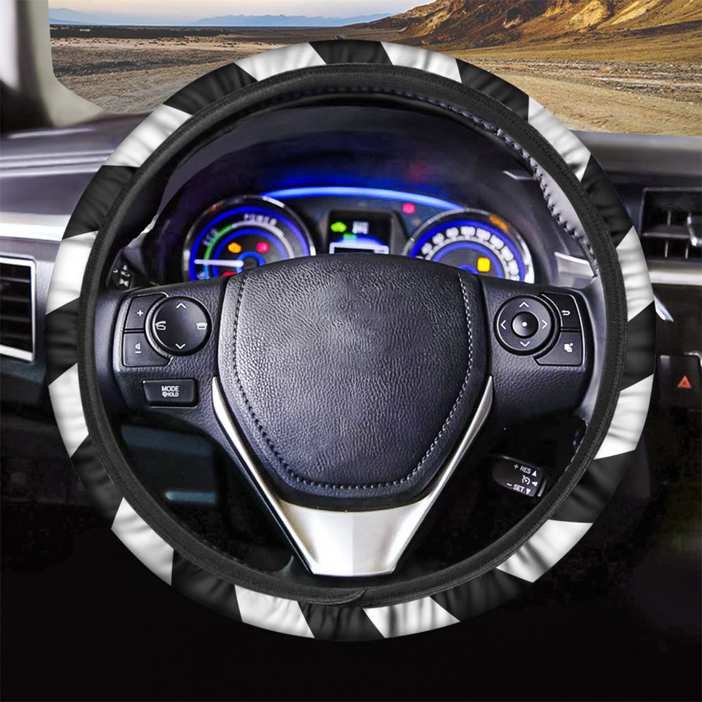 Black And White Swirl Print Car Steering Wheel Cover