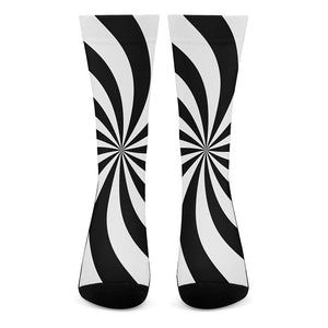 Black And White Swirl Print Crew Socks