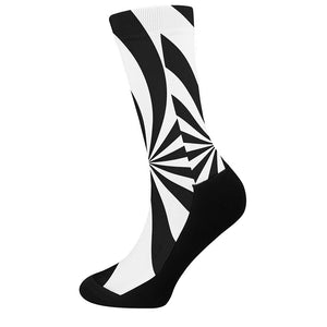 Black And White Swirl Print Crew Socks