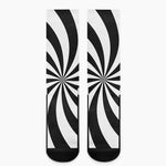 Black And White Swirl Print Crew Socks