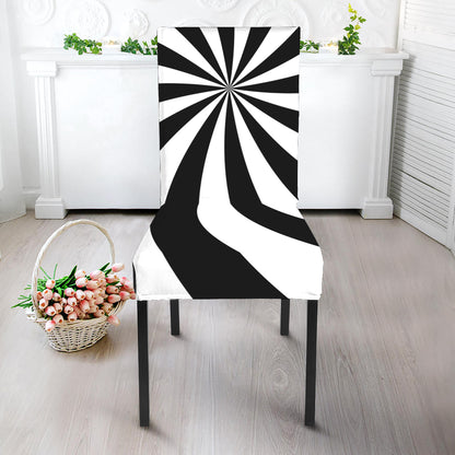 Black And White Swirl Print Dining Chair Slipcover