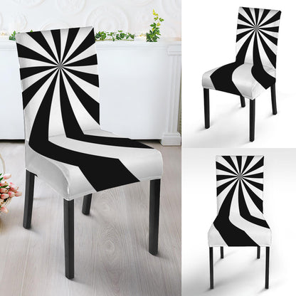 Black And White Swirl Print Dining Chair Slipcover