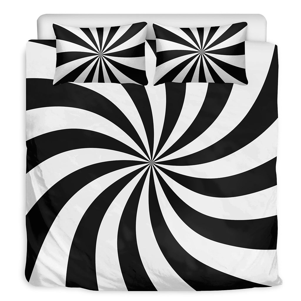 Black And White Swirl Print Duvet Cover Bedding Set