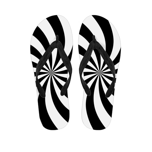 Black And White Swirl Print Flip Flops
