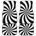 Black And White Swirl Print Front and Back Car Floor Mats