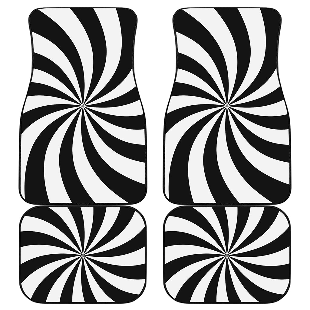 Black And White Swirl Print Front and Back Car Floor Mats