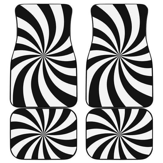 Black And White Swirl Print Front and Back Car Floor Mats