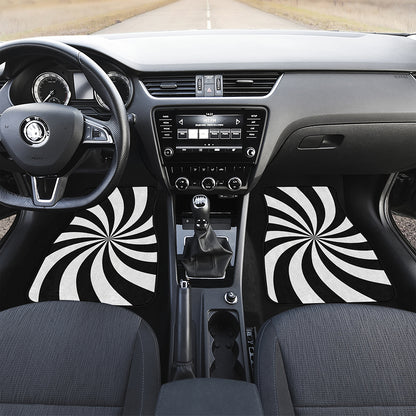 Black And White Swirl Print Front and Back Car Floor Mats