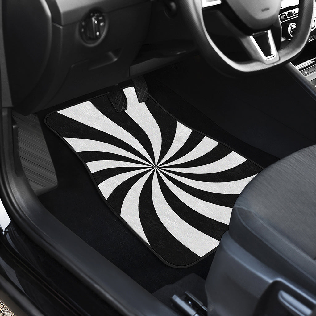 Black And White Swirl Print Front and Back Car Floor Mats