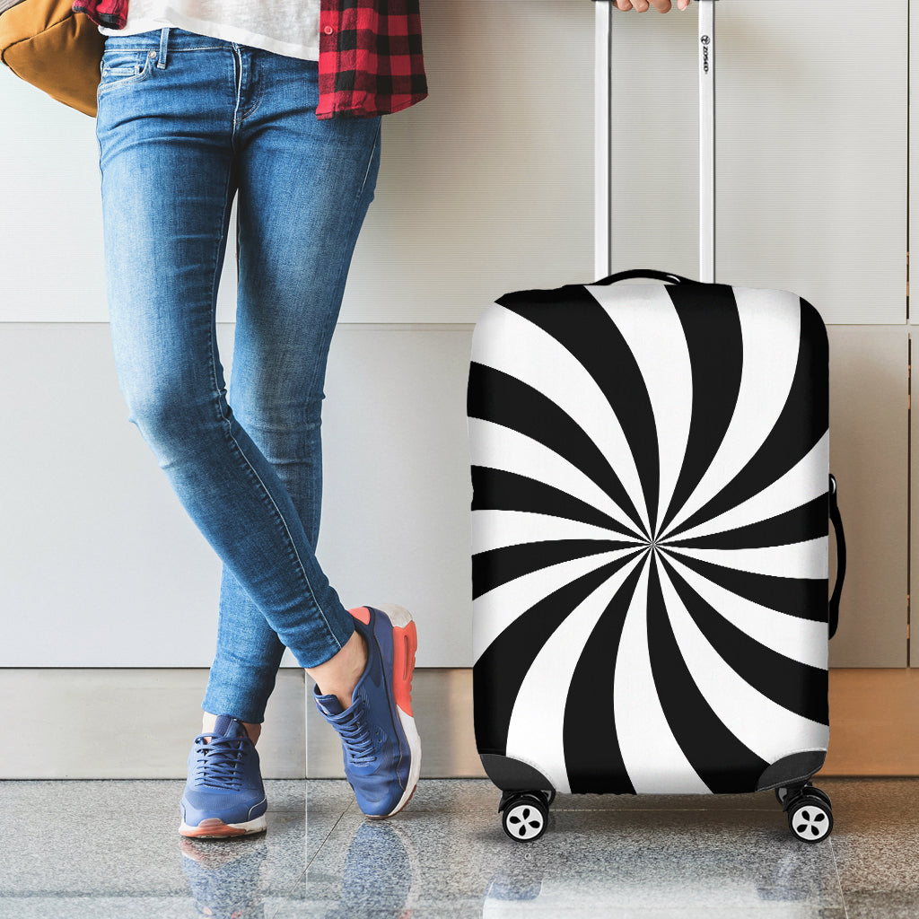 Black And White Swirl Print Luggage Cover